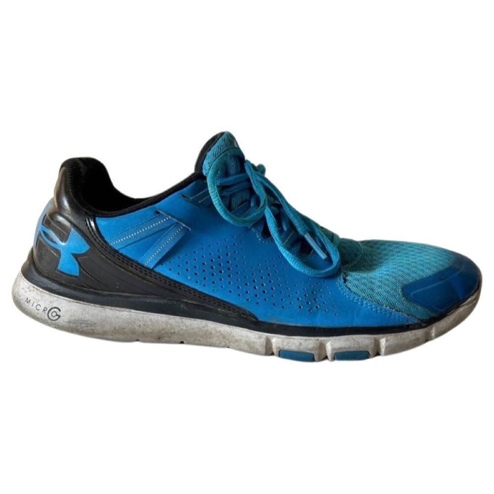 Under Armour Micro G Blue Running Shoe Sneaker Leather Mesh Men's Size 11 GOOD